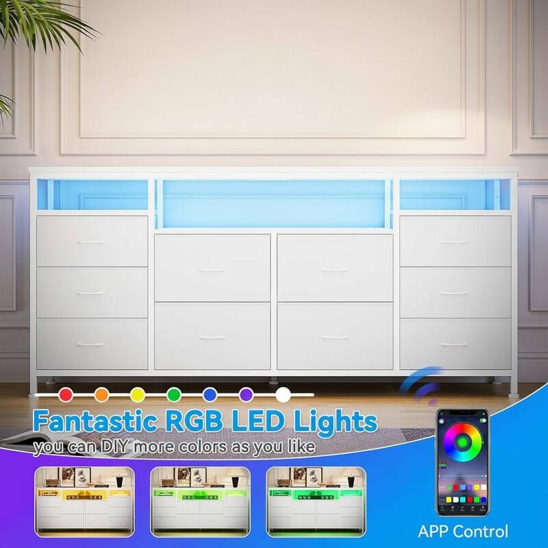 10 Drawer Dresser TV Stand , up to 75"