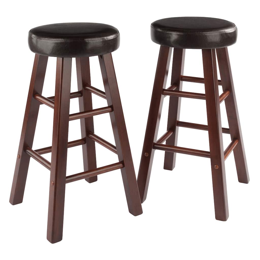Maria Cushion Seat Counter Stool, 2-Pc Set, Espresso & Walnut