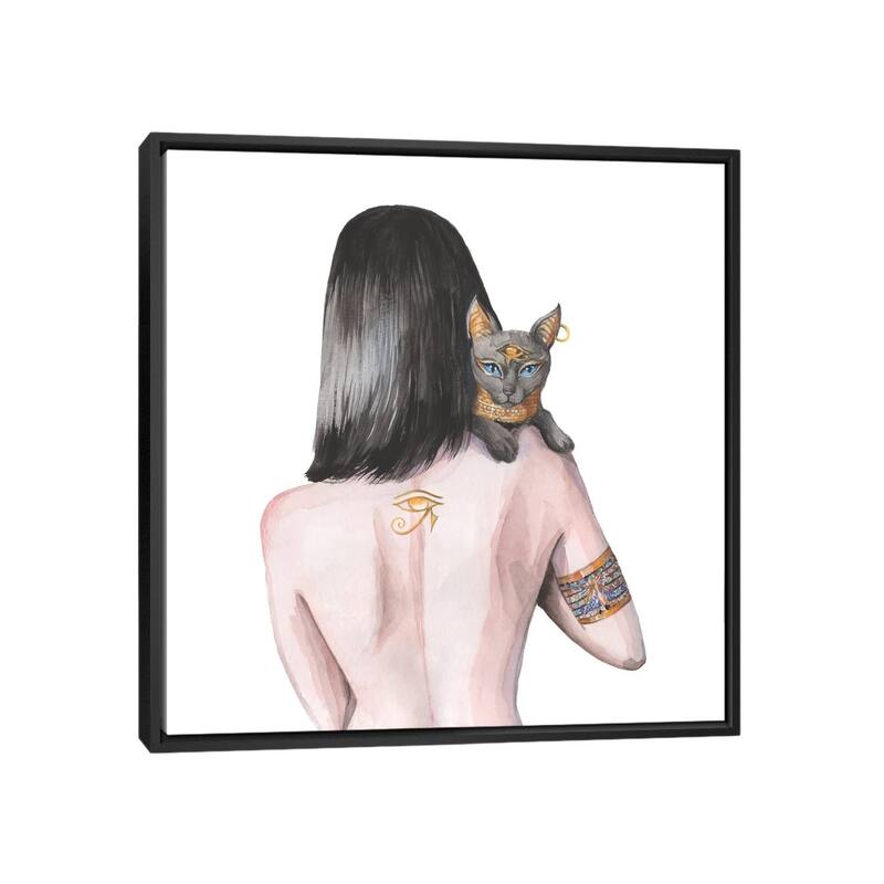 iCanvas "Egyptian Goddess Nefertiti And The Cat Bastet" by Yana Anikina Framed Canvas Print