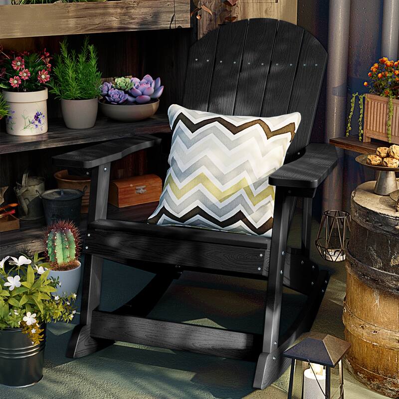 WINSOON HIPS All Weather Outdoor Indoor Rocking Chair, Rocking Adirondack Chair