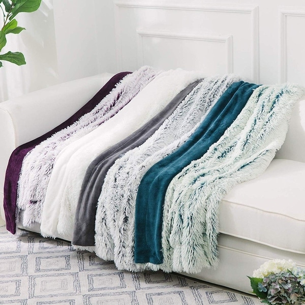 Cheer Collection Reversible Faux Fur Accent Throw Blanket. Opens flyout.