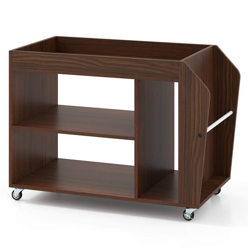 Costway Side End Table 3-Tier Bookshelf with Universal Wheels Rolling - See Details