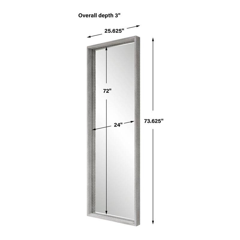 Rustic Style Rectangular Wall Mirror - 73.5" - Silver