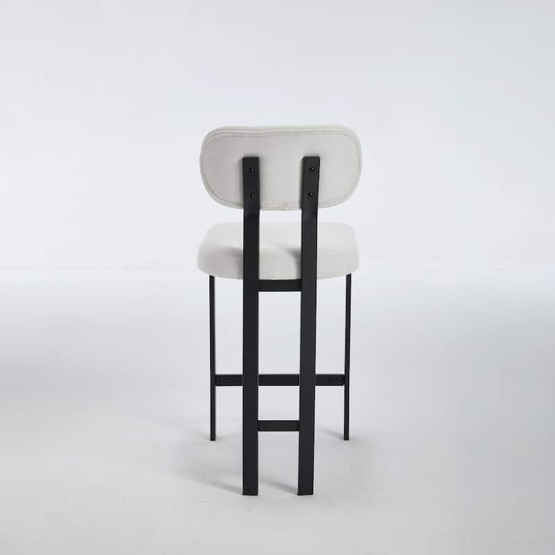 Bar Stools Set of 2, 26 Inch Modern Upholstered Fabric Counter Height Barstools