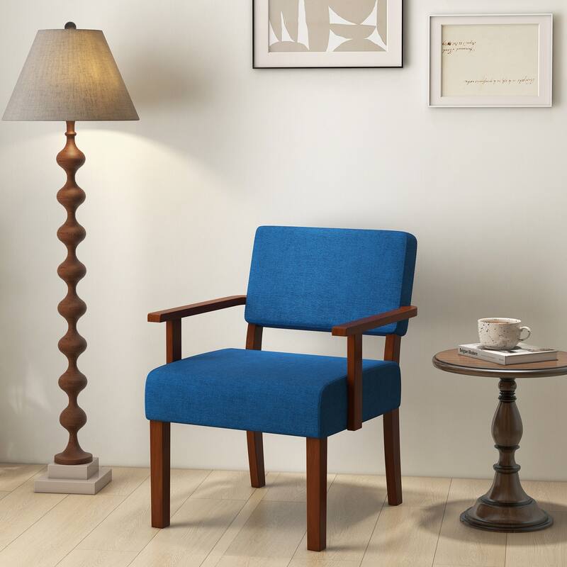 Costway Mid-Century Linen Accent Chair Living Room Chair with Soft - See Details
