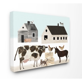 Stupell Minimal Farm Animals Barn and Home Canvas Wall Art, 16 x 1.5 x ...