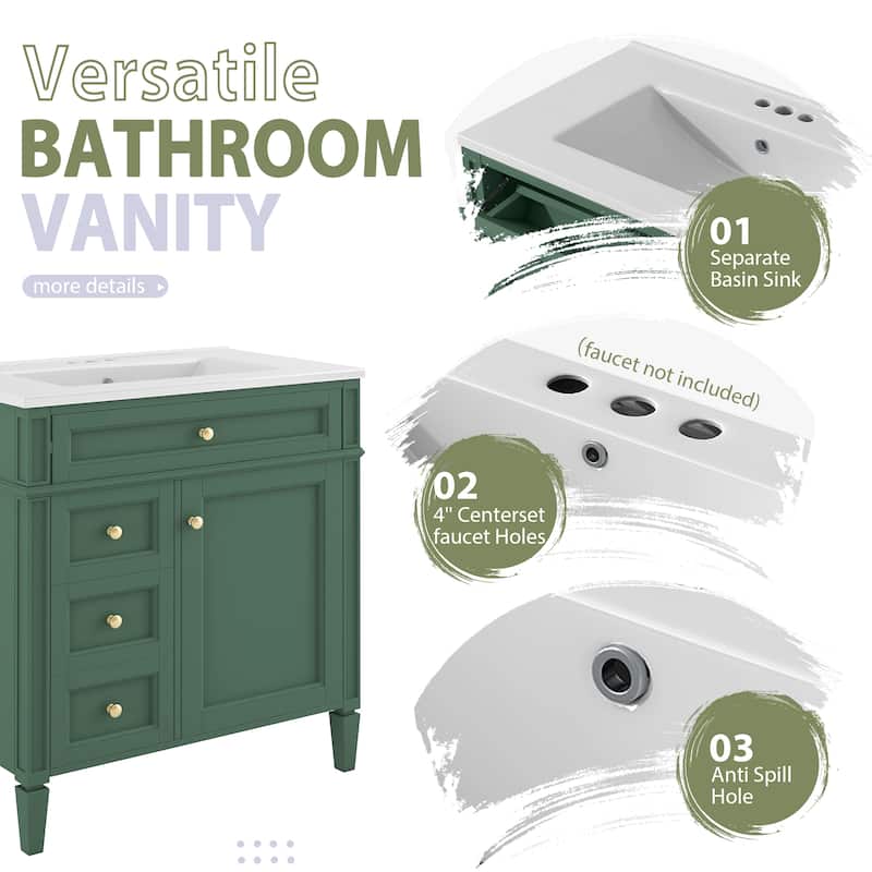 Freestanding Bathroom Vanity with Top Sink and Mirror Cabinet