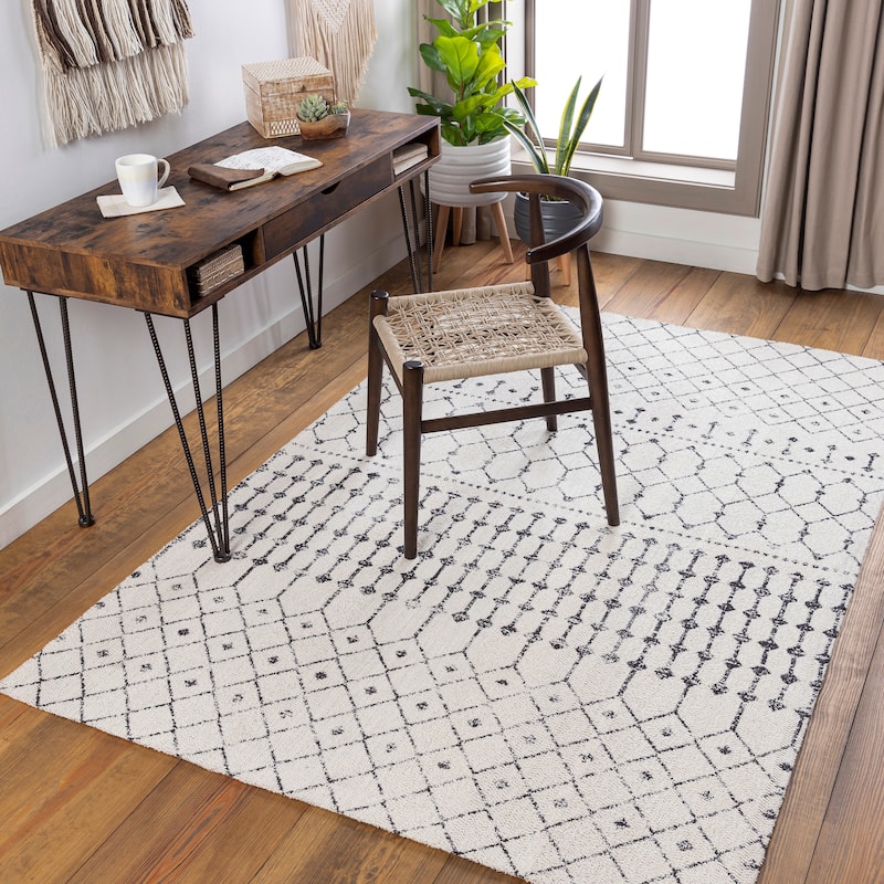Artistic Weavers Magne Handmade Bohemian Geometric Area Rug - 8' x 10' - Cream/Black
