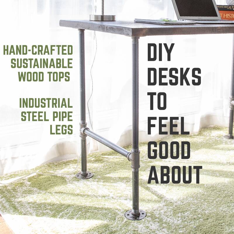 PIPE DECOR Solid Reclaimed Wood Desk with Authentic Industrial Pipe Legs