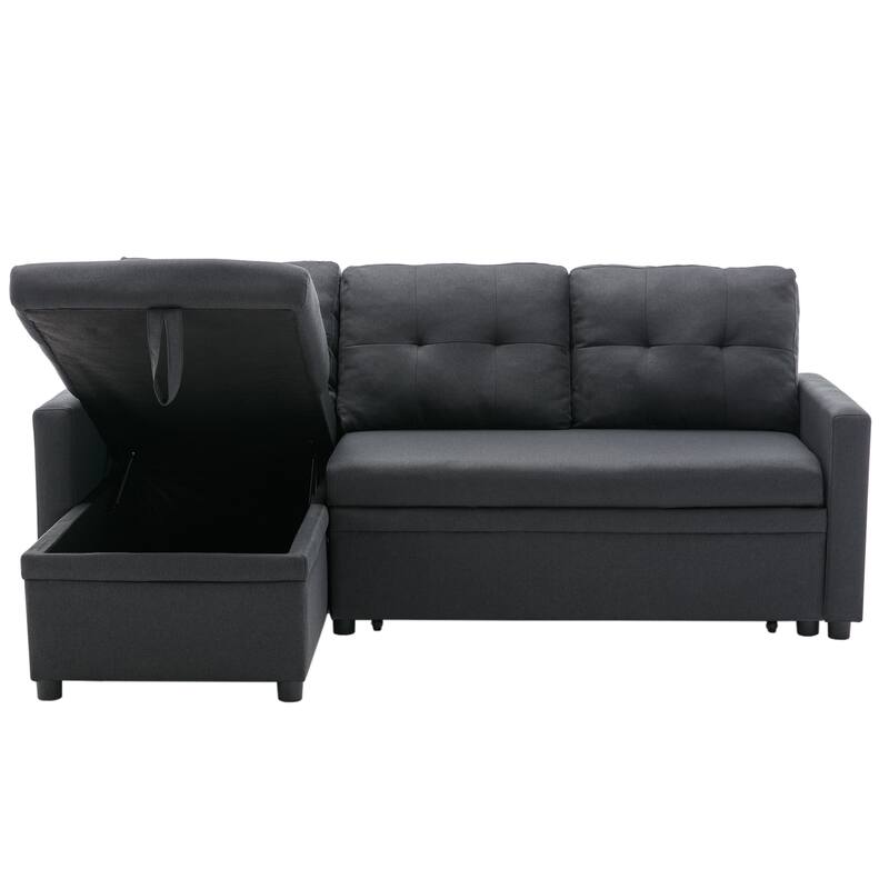 Linen L-Shaped 3-Seat Sofa Convertible Sectional Sofa
