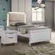 preview thumbnail 1 of 17, Furniture of America Drima Modern 2-Piece Pearl White Solid Wood Kids Platform Bedroom Set with LED Twin