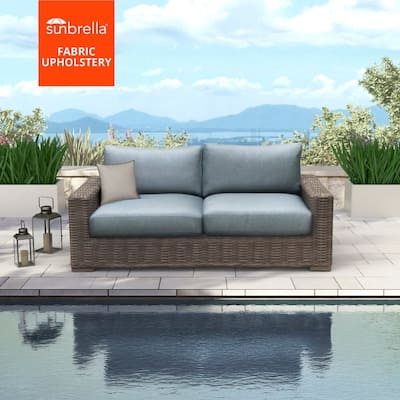 Kinger Home Ella Outdoor Loveseat, Handwoven Wicker Patio Couch