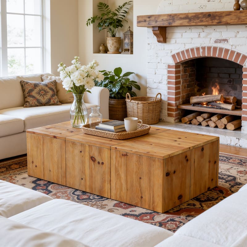 Rectangle Solid Wood Coffee Table For Living Room
