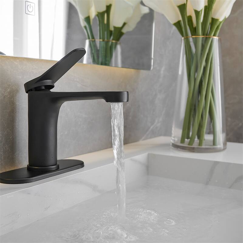 Single Handle Bathroom Sink Faucet with Drain Assembly Brass 1 Hole Modern Bathroom Basin Vanity Faucets