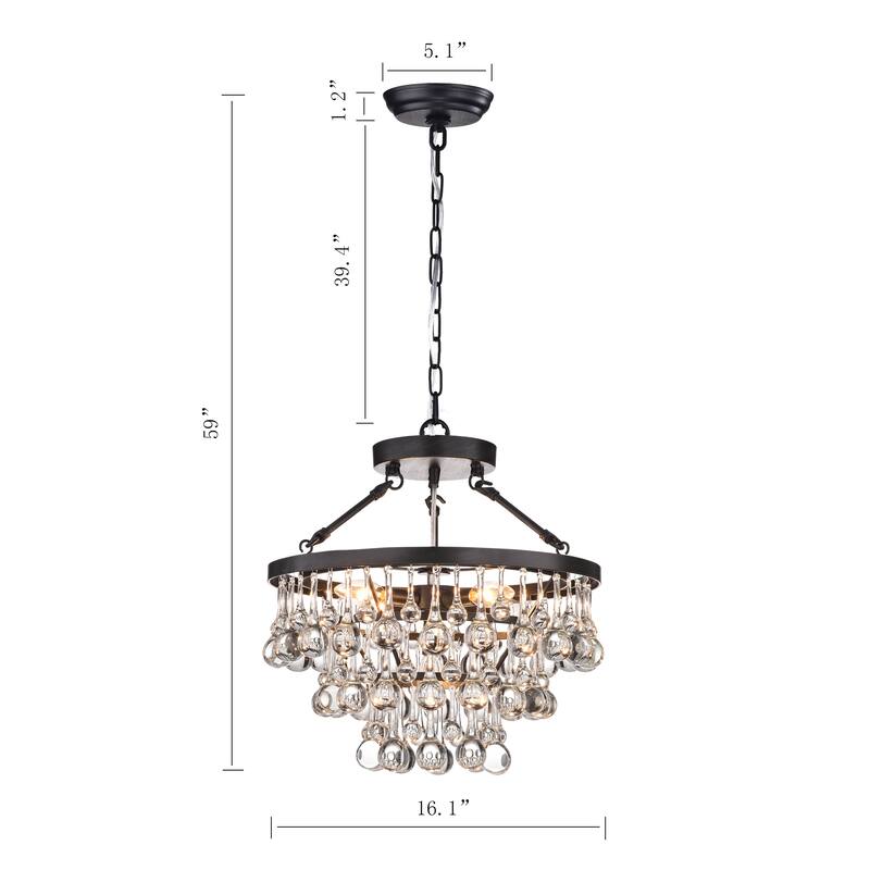 Ariane Black 5-Light Chandelier, for Living/Dining Room, Bedroom