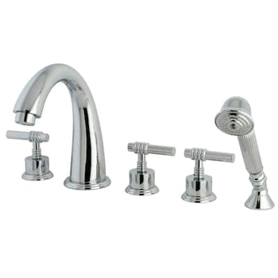 Kingston Brass Manhattan 5-Hole Deck Mount Roman Tub Faucet with Hand Shower