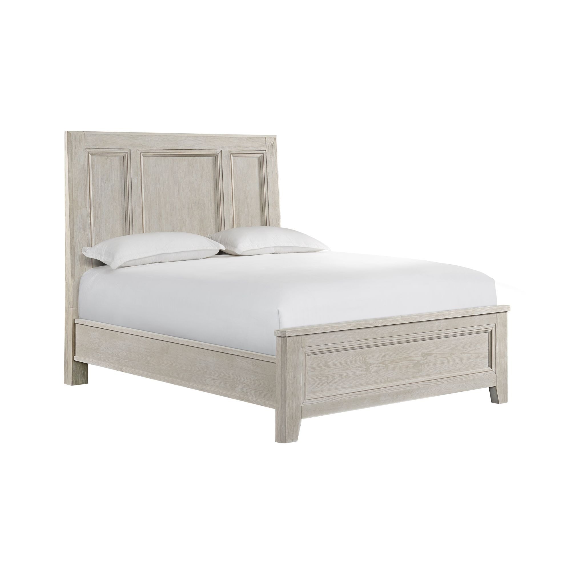Carlson Solid Wood Panel Bed, Washed Linen, Queen