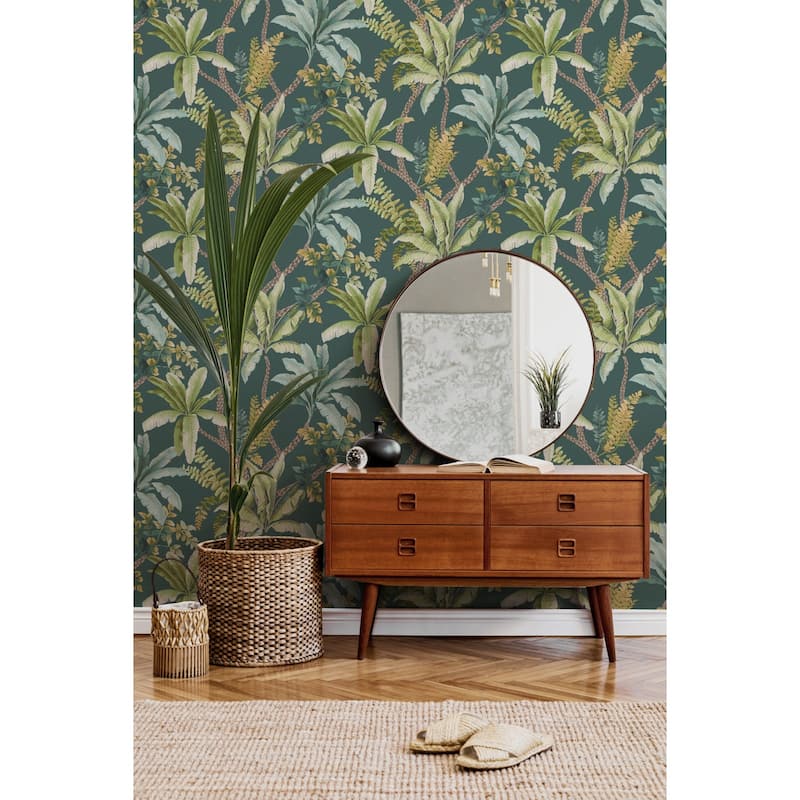 Trailing Palm Non-Pasted Wallpaper – 396in. x 21in. – Covers 56 square feet