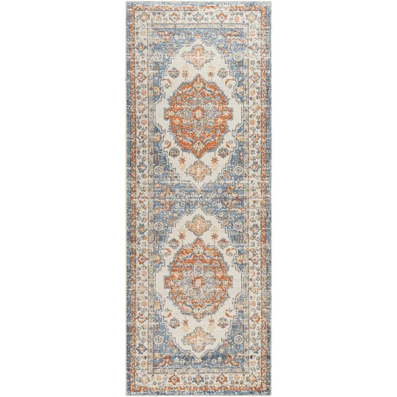 Livabliss Lillian Machine Washable Oriental Area Rug - Rust/Blue - 2' 7" x 7' 3"