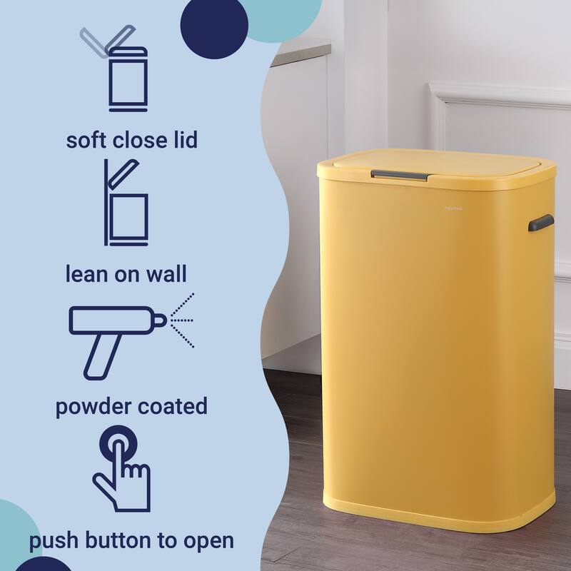 happimess Tammi Kitchen 14.5-Gallon Slim Metal Push Button Trash Can