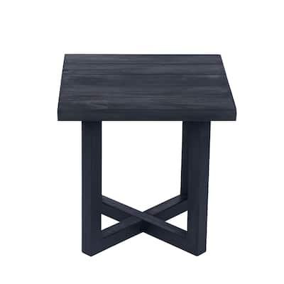 Black Metal Ella Side Table 18 Inch Square Outdoor Patio Accent Table