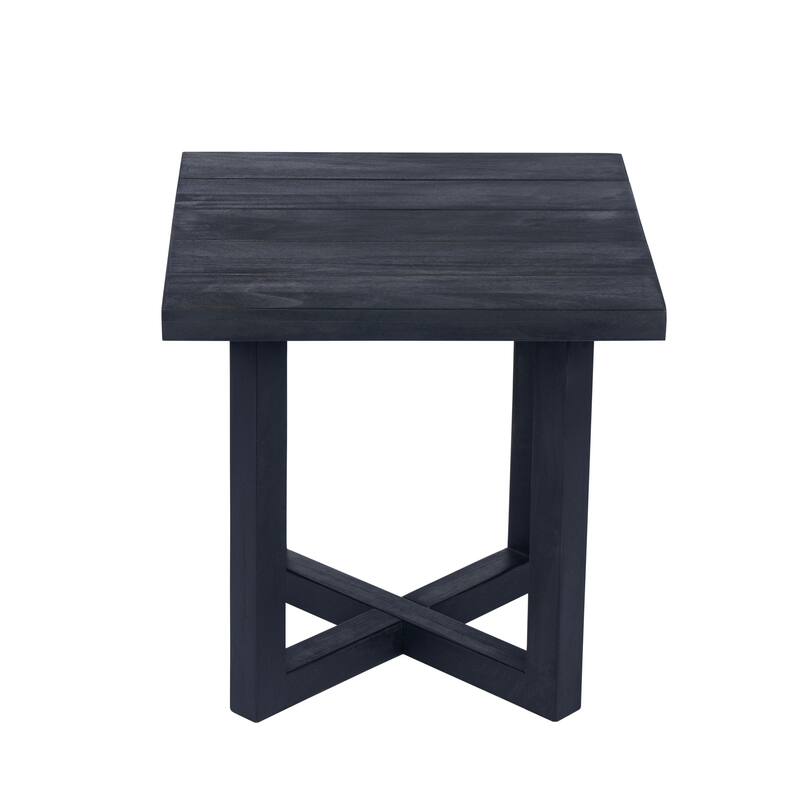 Roomfitters Ella Square Outdoor Side Table with X-Stretcher Base, Acacia Wood, Black - L 18.0" x W 18.0" x H 18.3" - L 18.0" x W 18.0" x H 18.3"
