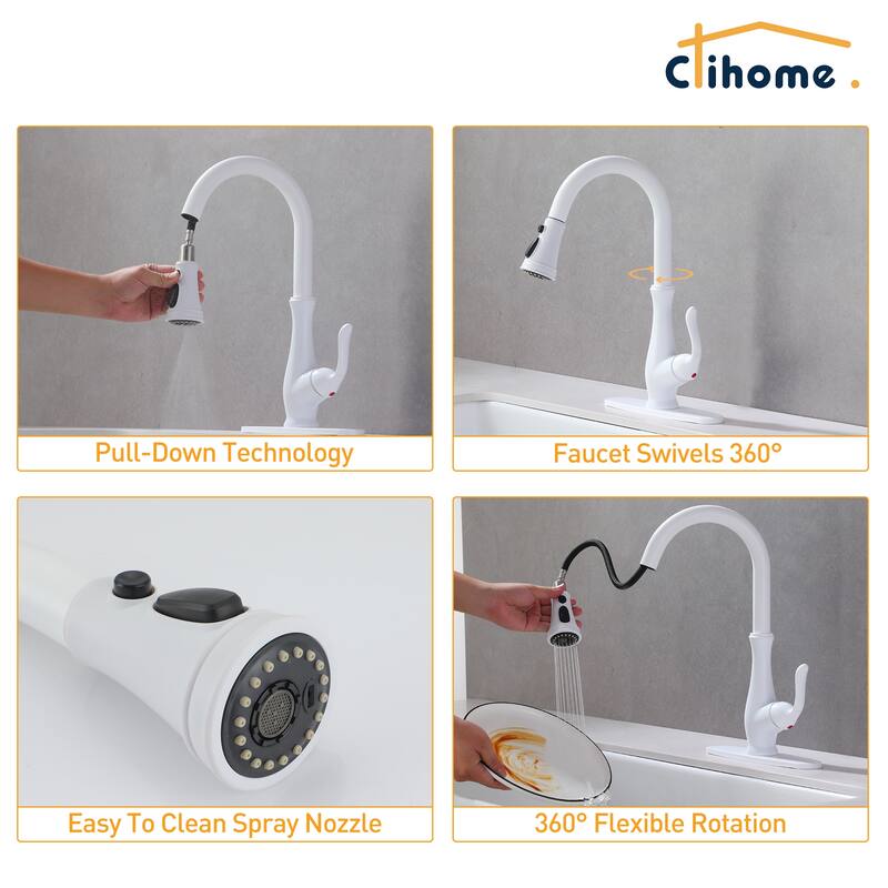 Clihome 3-Function 1 Handle PullDown Sprayer Kitchen Faucet