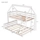 preview thumbnail 24 of 31, House Bed Design Twin over Full House Bunk Bed with Built-in Ladder,Full-length Guardrail