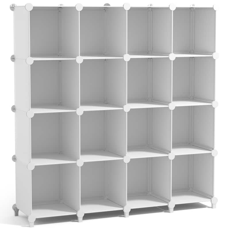 Sorbus Cube Storage Organizer – Waterproof Cubby Shelf for Closet, Toys, Books, Shoes, Décor – Space-Saving Bookshelf - 16 Pack - White
