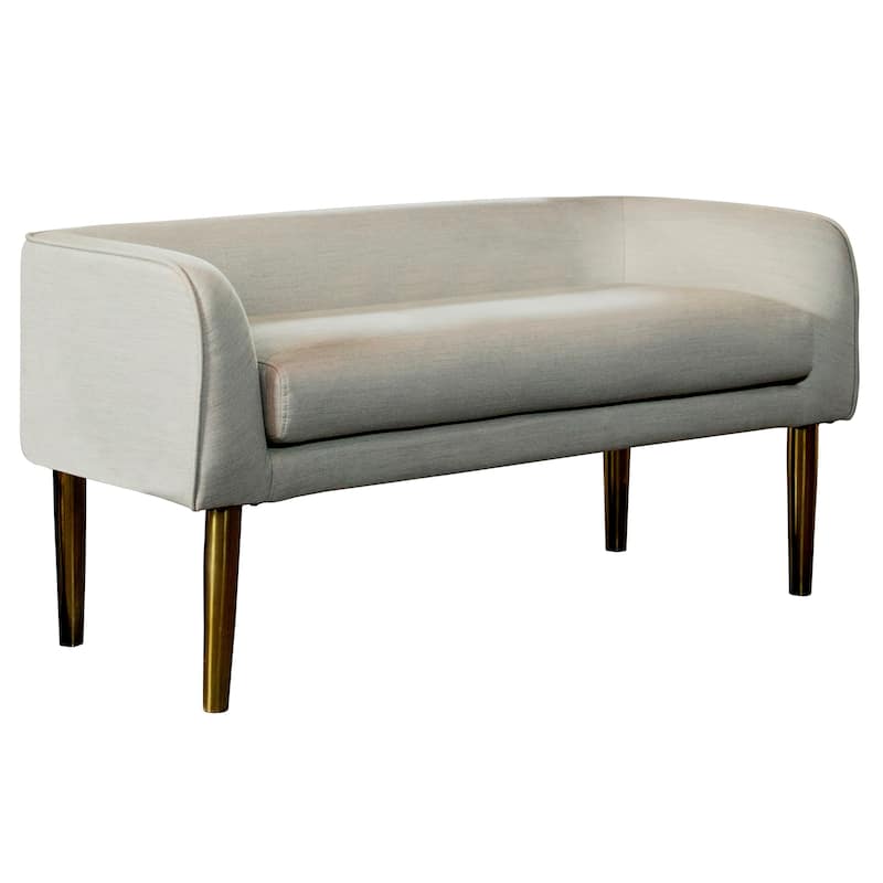 Mid Century Modern Design Light Grey Upholstered Accent Bench