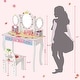 preview thumbnail 4 of 5, 2 in 1 Kids Vanity Set with Mirror Princess Makeup Dressing Table