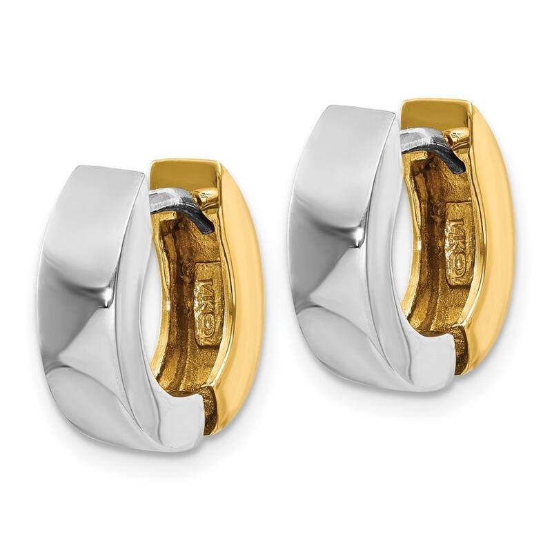 Curata 14k Two Tone Gold Polished Hinged Hoop Earrings 8x4.5mm