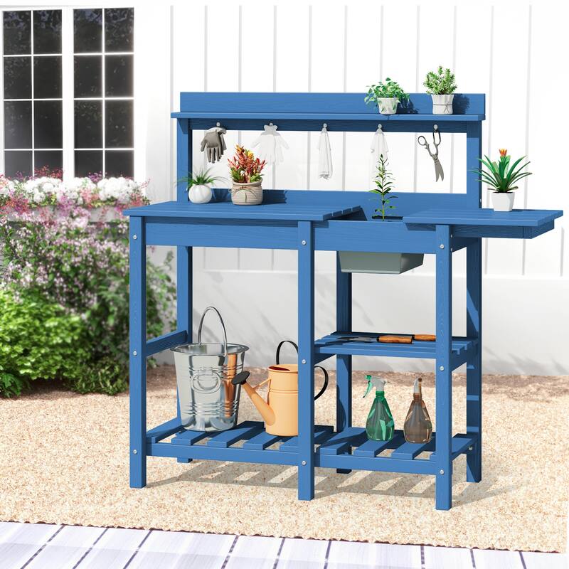 HDPE Patio Outdoor Potting Table, Versatile Gardening Planting Workbench