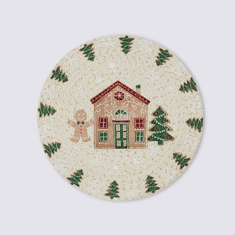 Avanti Gingerbread Village Set of 4 Round Placemats