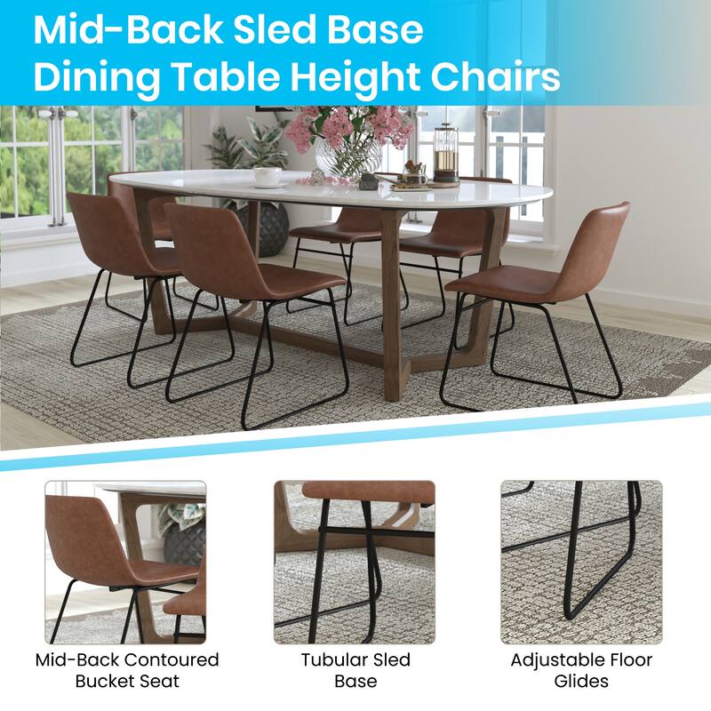 18 Inch Indoor Dining Table Chairs, LeatherSoft Upholstery-Set of 2