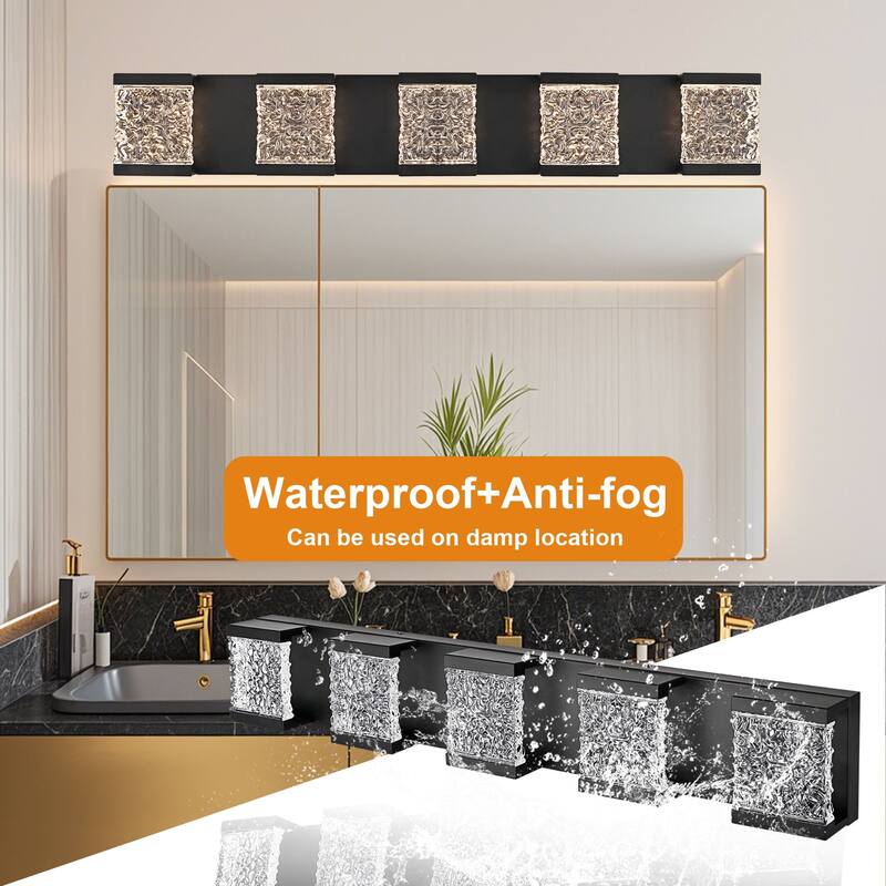 32" 5-Light LED Vanity Light with Crystal Glass