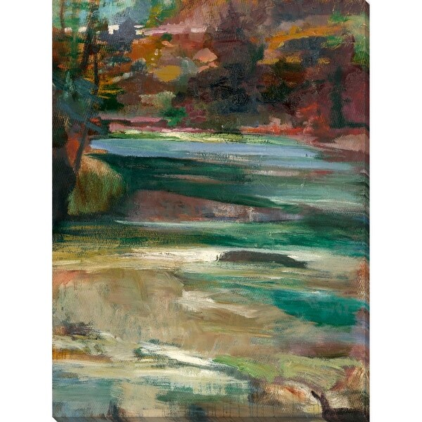 Teal Green and Blue Abstract Painting Canvas Rectangular Wall Art Decor 18" x 14" - N/A