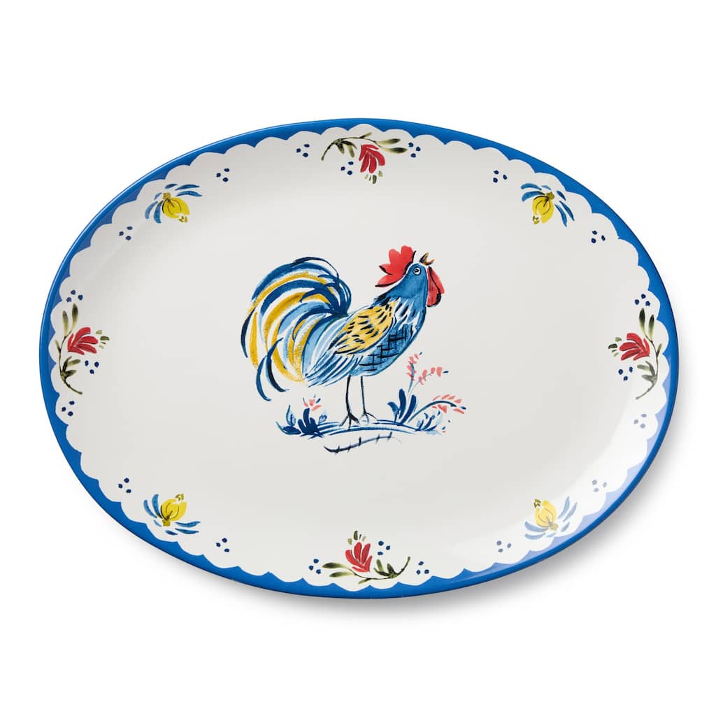 Certified International French Rooster Oval Platter 16" x 12" - 16.00"L x 12.00"W x 1.38"H