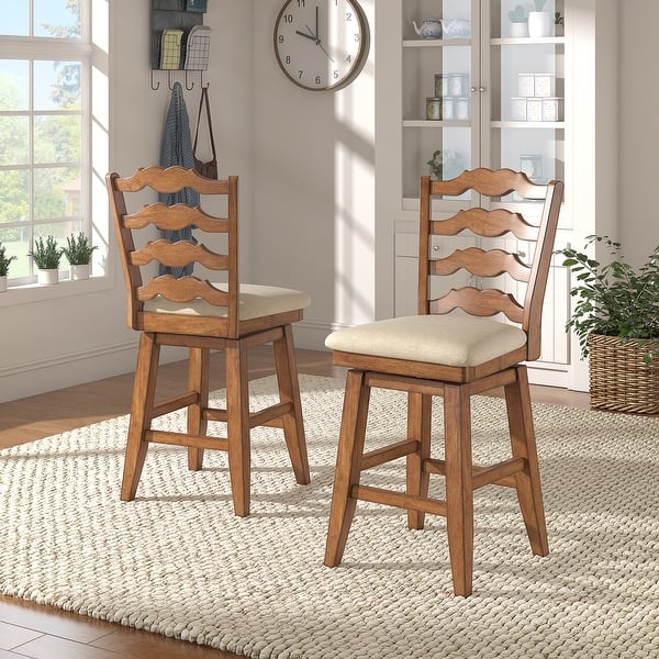 slide 2 of 25, Ronda French Ladder Back Swivel Stool