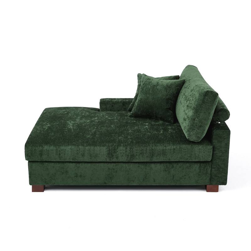 40.8"W Modern Chenille Upholstered Chaise Lounge with Pillow