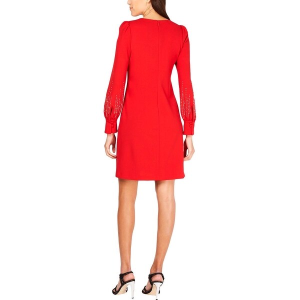 calvin klein embellished puff sleeve dress