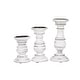 preview thumbnail 31 of 33, Mango Wood Turned Style Pillar Candle Holder (Set of 3) - White, Brown, Gold, Black, Light Blue, Cream, Silver