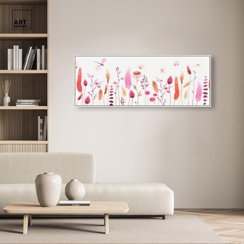 Dried Floral Dragonfly Panoramic Canvas by Art Remedy