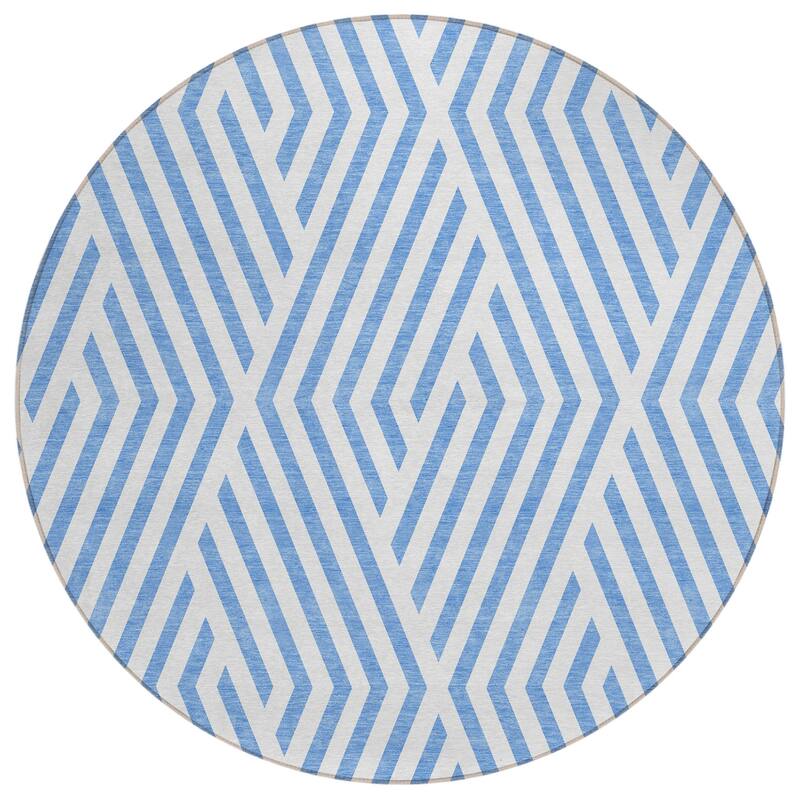 Cane Stylish Geometric Weather Resistant Versatile Elegance Round Outdoor Rug - 8' Round