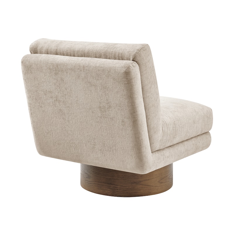 NPD Furniture Zenda Fabric Swivel Accent Chair with Wooden Base
