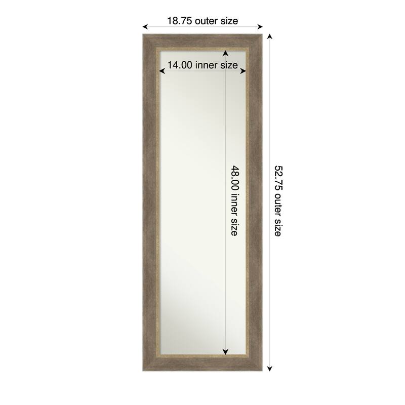 Driftwood Non-Beveled Framed Full-Length On the Door Mirror - Driftwood Tan - 19 x 53 in