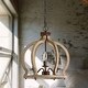 preview thumbnail 1 of 14, Antique Farmhouse Rustic Wood Chandelier, Distressed White 3-light Hallway Lighting Weathered Wood