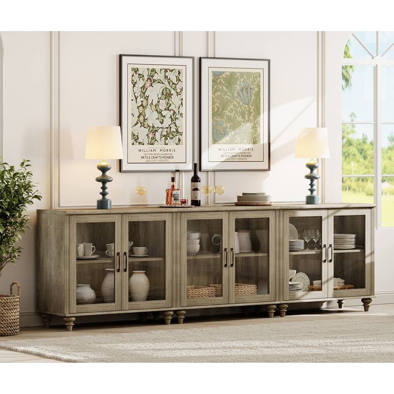 Kitchen Sideboard Buffet Cabinet, Glass Display Cabinet with Storage