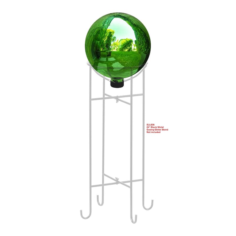 Alpine Corporation 10" Diameter Indoor/Outdoor Glass Gazing Globe Festive Yard Decor, Green