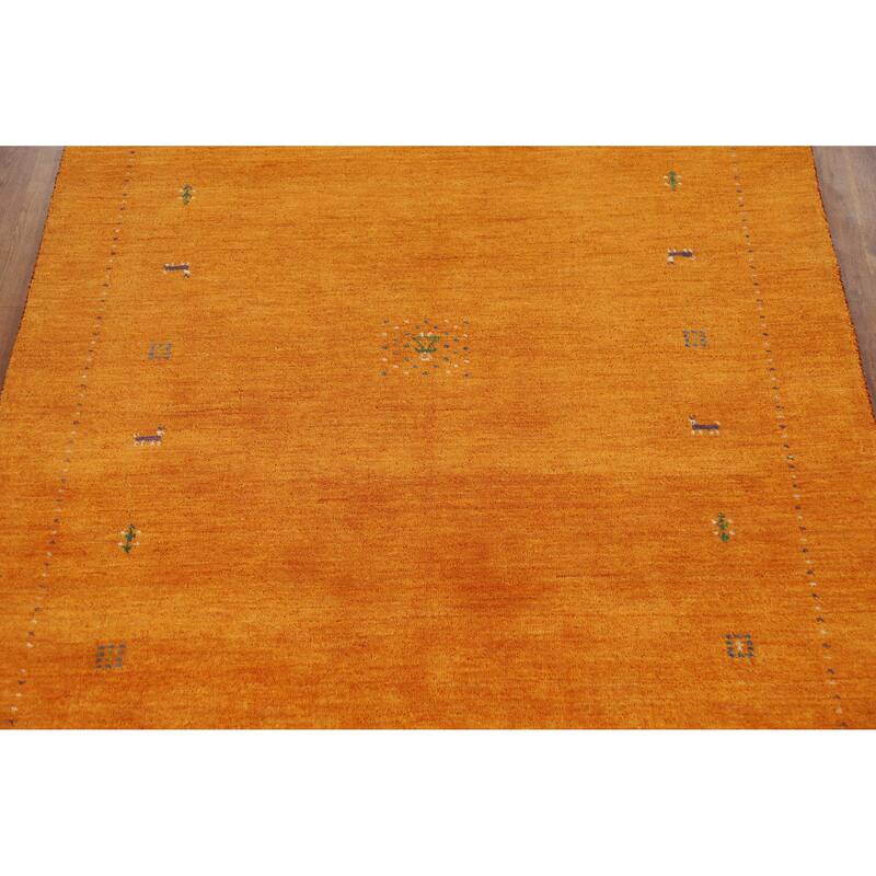 Hand Knotted Oriental 100% Wool Carpet Tribal Tribal Oranges & Rust Gabbeh Area Rug - 7' 7'' X 4' 10''